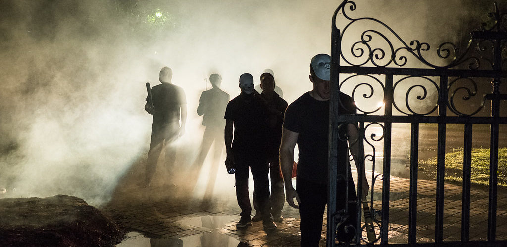 Members of Our Turn arrive at the gates of Ambrosia Manor